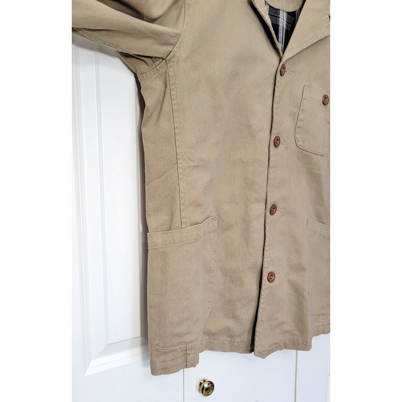 100% Cotton Twill Tan Beige Khaki Coat Jacket Utility Blazer, Men's M - Picture 5 of 11